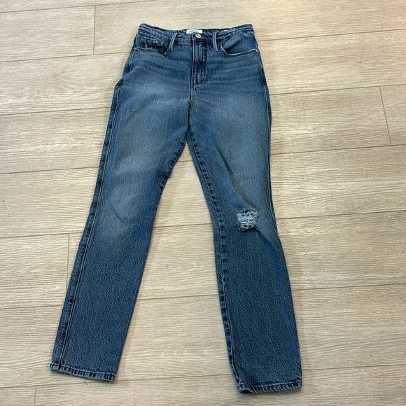 Frame le sylvie slender straight distress knee blue jeans size 25 - Picture 1 of 10